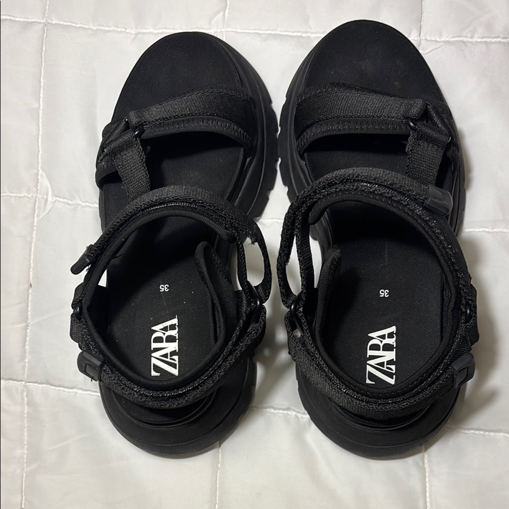 Zara Black Sport Lug Heel Sandals - image 4